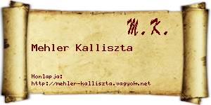 Mehler Kalliszta névjegykártya